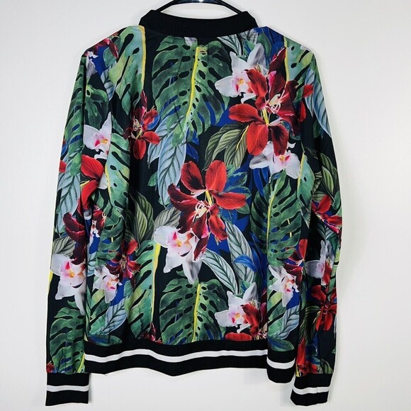 C&C California anthropologie Top large Red Floral Shacket Jacket Full Zip Pocket - Picture 7 of 8
